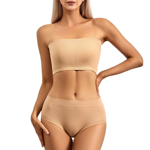 Ensemble soutien-gorge sans bretelles et culotte de qualité supérieure, style streetwear, sans couture, respirant, en polyester et coton - Product Image 3