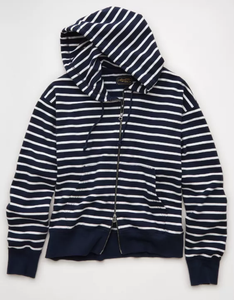 Top Selling OEM Custom Logo Striped Printed Regular Fit Full <b>Zip</b> Men's Hoodies 340 GSM 100% Cotton French Terry Knitted Fabrics - Product Image 5