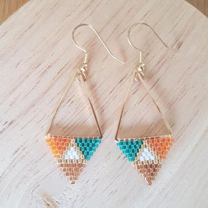Modernos Pendientes de Cuentas de Vidrio y Resina con Diseño Turquesa y Flecos en Cascada, Joyería Única para Regalo - Product Image 5