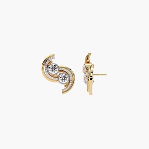 Pendientes de Oro de 14K de Lujo con Diamantes de Laboratorio Redondos Curvos de 2.25CT, Pendientes Geométricos Elegantes de Diseño para Mujer - Product Image 1