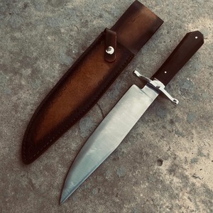 Couteau Bowie à pointe clip faite à la main par Edge Master Manufacture, lame en acier au carbone, manche en bois, étui en cuir, 15 pouces, DIY/Industriel - Product Image 2