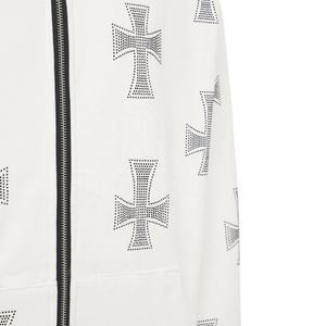 2025 temporada de invierno sudaderas con cremallera cómodas diamantes de imitación 100% sudaderas con capucha de algodón mejor ropa de calle impresión de pantalla personalizada hombres Sudadera con capucha - Product Image 4