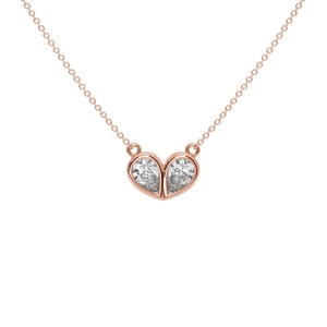 Collar de Corazones Dobles de Alta Calidad en Plata de Ley 9KT 10KT 14KT 18KT con Diamantes Naturales y Cultivados en Laboratorio, Joyería de Regalo para Mujer - Product Image 3