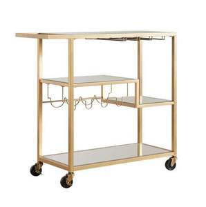 3 Tier Wooden Base <b>Serving</b> Wine Bar Cart for Home Catering Hotel Restaurant Kitchen Food <b>Serving</b> <b>Trolley</b> Wine & Glasses Holders - Product Image 5