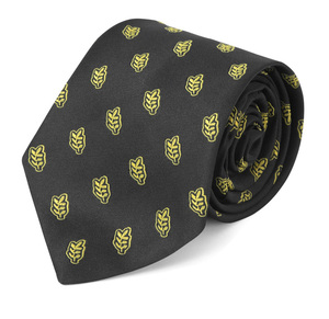 Corbata Masónica Negra al por Mayor con Bordado de Hoja de Acacia Dorada, Corbata de Lujo Personalizada - Product Image 1