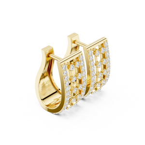 Boucles d'oreilles créoles Huggie de luxe plaquées or jaune 18 carats, multi-rangs, avec diamants de laboratoire taille brillant 0,54 ct, pour femme, design moderne - Product Image 4