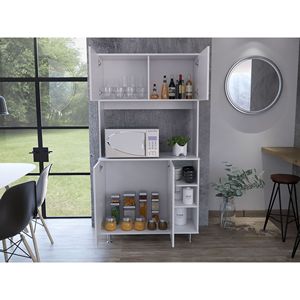 Armadio dispensa Bayshore bianco a 3 ripiani per l'organizzazione della cucina - Product Image 2