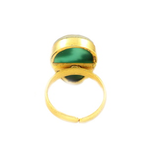 Anillo de latón chapado en oro de 22 quilates con ónix verde doble y lámina de oro, diseño moderno y elegante, para mujer, venta al por mayor - Product Image 3