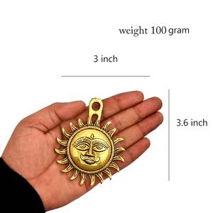 รูปปั้นพระอาทิตย์ทองเหลืองทำมือ ของตกแต่งผนังรูปพระสุริยะ สำหรับตกแต่งบ้านและสำนักงาน - Product Image 3