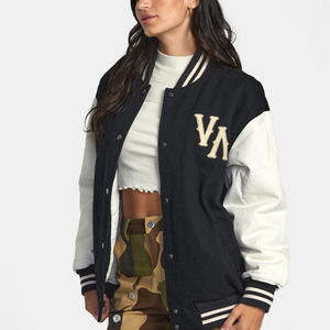 Full Sleeve Women's Varsity <b>Jacket</b> New Style Solid Color Breathable Fabric Ladies Letterman College Style Baseball <b>Jacket</b> - Product Image 2