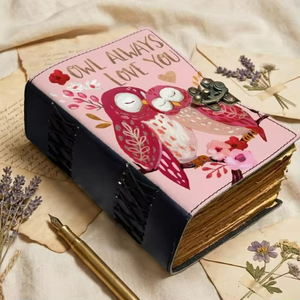 Journal en cuir véritable fait main avec motif hibou, 400 pages, lecture classique, cadeau romantique pour la Saint-Valentin - Product Image 5