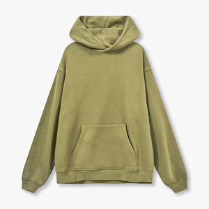 Sweat-shirt à capuche surdimensionné vert olive unisexe, pull en molleton décontracté avec poche, vêtement d'automne - Product Image 1
