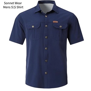 Chemises de pêche pour hommes à manches courtes, chemises décontractées avec poche - Product Image 2