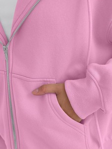 Custom Stylish Oversized Zipper <b>Hoodie</b> for Women New Fashion Long Sleeve Ladies Zip Up <b>Hoodie</b> Sweatshirt OEM Wholesale - Product Image 5