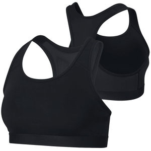 Sujetador deportivo de yoga morado para mujer, espalda cruzada, cuello redondo, transpirable, de alto soporte, con logo frontal estampado, de Spandex/Nylon con cristales, Vyrra - Product Image 1