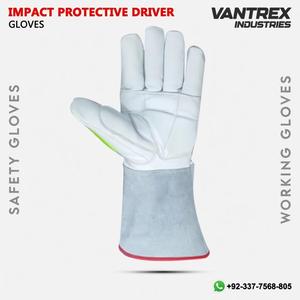 2026 Wholesale Long Cuff Impact Protective Cut Resistant Anti-Impact TPR Silicone-free <b>Driver</b> Safety Goatskin Leather <b>Gloves</b> - Product Image 2