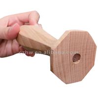 Tige d'affûtage en céramique blanche anti-casse écologique 16 mm Mohs 9 pour boucher, avec manche en bois de hêtre et anneau de suspension en acier inoxydable