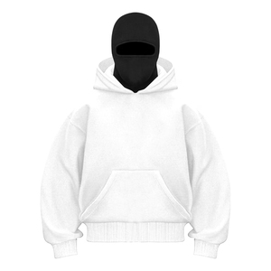 Unisex <b>White</b> <b>Oversized</b> Embroidered Hooded Sweatshirt Regular Sleeve Solid Color Casual Knitted Cotton <b>Hoodie</b> Winter Style - Product Image 5