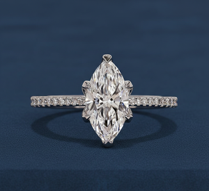 Bague de fiançailles sur mesure en or blanc 14 carats plaqué rhodium avec diamant marquise pavé de 1,70 carat cultivé en laboratoire, VVS2, certifié IGI, vente en gros - Product Image 1