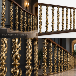 Barandilla de Bronce Tallada en Espiral con Balaustres en Forma de Hoja para Escaleras, Pasamanos y Barandas Metálicas - Product Image 5