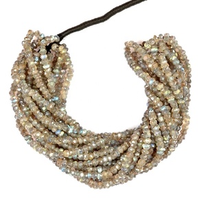 Perles Rondelle à facettes en Labradorite naturelle d'excellente qualité pour la fabrication de bijoux 16 pouces de brins de perles de pierres précieuses en vrac - Product Image 1