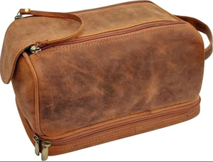 Trousse de Toilette en Cuir Taille Moyenne Style Vintage Fermeture Éclair Poignée Souple Organisateur de Cosmétiques Étui de Voyage - Product Image 4