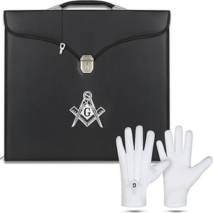 Estuche para delantal de masón maestro con bordado masónico de esquadro y compás - Logia Azul MM/WM Tamaño Provincial 16 pulgadas x 18 pulgadas - Product Image 5