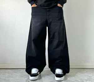 Jeans en denim streetwear d'hiver personnalisés pour femmes et hommes - Coupe ample et droite, style oversize, délavé, tendance - Product Image 4