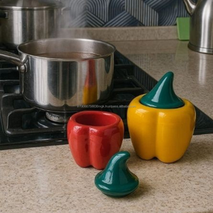 Ensemble de récipients à condiments en céramique AG Elements en forme de poivre, pots à épices décoratifs pour la cuisine avec couvercle, faits à la main, fournisseur OEM en gros - Product Image 5