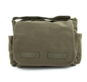 Vintage Classic Men's Canvas Messenger <b>Bag</b> with Shoulder Strap Student Style Olive Color Letter Decoration Customizable Logo - Product Image 1