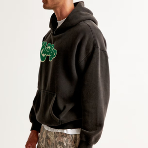 Sudadera con capucha de chenilla con letras personalizadas, estilo universitario, de algodón y felpa, talla grande, MOQ bajo. - Product Image 4
