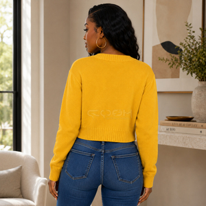 Cardigan en acrylique de luxe élégant pour l'automne et l'hiver, col en V, tricoté sur mesure, OEM & ODM, de la sororité Cosh International - Product Image 5