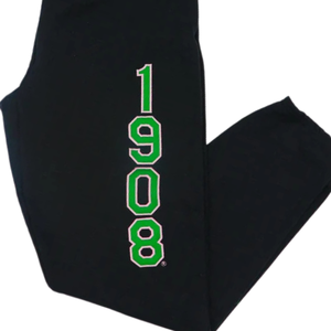 Pantalones Deportivos AKA Founding Year, Pantalones Jogger de Forro Polar Negro con Bordado Verde y Rosa 1908, Ropa Casual de Hermandad - Product Image 5