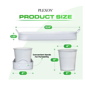 Maceta de Metal Blanca Estilo Cabaña Francesa con Bandeja, Soporte Decorativo para Plantas y Hierbas de Interior y Exterior - Product Image 5