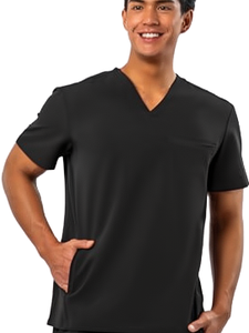 Camiseta Médica de Alta Calidad para Hombre, Cuello en V, Color Azul Marino |   Bordado e Impresión de Logotipos Personalizados al por Mayor - Product Image 3