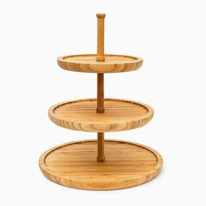 2 Tier Square Wooden Serving Tray With Metal Handle Decorative Cupcake Dessert Display Stand For Wedding And Home Decoration - Product Image 3
