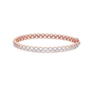 กำไลข้อมือคู่ประดับเพชรทรงกลมสีโรสโกลด์แบบฝังขอบ - Product Image 1