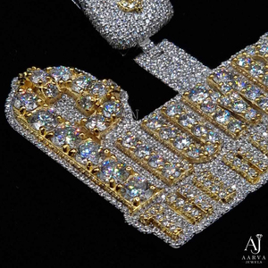 Pendentif Sac d'Argent Moissanite Unisexe Hip Hop en Argent 925 Plaqué Or avec Sertissage Personnalisé et Breloque Lettre, Bijou Idéal pour Cadeau - Product Image 6