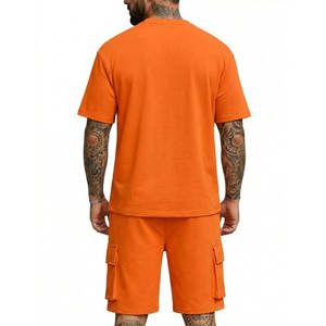 Ensembles de t-shirts pour hommes de haute qualité, manches courtes, pour l'été, sport, coupe slim, ensembles jumeaux avec logo personnalisé, ensemble court pour hommes - Product Image 2