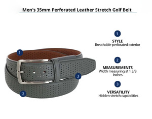 Cinturones de Cuero Genuino Gris de Alta Calidad con Logotipo Personalizado para Hombre, Cinturón de Golf Perforado Elástico con Hebilla de Pin, Venta al Por Mayor OEM 2026 - Product Image 6