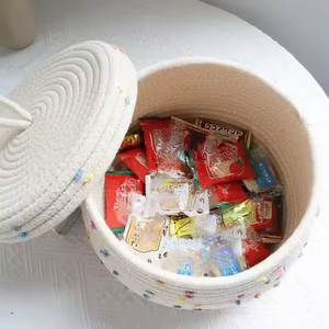 Colorful Dot Basket With Lid For Kitchen Storage Stylish Organizer Food Items And <b>Home</b> <b>Essentials</b> Multipurpose Use From India - Product Image 4