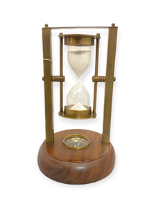 Luxury Handmade Rotating Brass 2 Minute Hourglass Swing <b>Timer</b> with Compass Gift by Tajdaar Handicrafts - Product Image 1