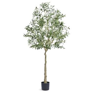 Albero di Ulivo Artificiale Alto 2,4 m in PE Sicuro con Protezione Anti-Ribaltamento, Bassa Manutenzione, Pianta Finta Realistica - Product Image 4