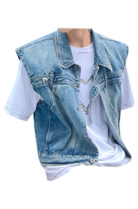 เสื้อกั๊กยีนส์แทคติคอลแบบหลายกระเป๋า – เสื้อกั๊กยีนส์อเนกประสงค์สำหรับกิจกรรมกลางแจ้งและชุดทำงาน - Product Image 2