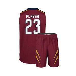 Conjunto de Camiseta y Pantalones Cortos de Baloncesto Sublimados Personalizados, Color Granate con Número 23, Cuello en V, Sin Mangas, Absorbe la Humedad, para Hombre - Product Image 3