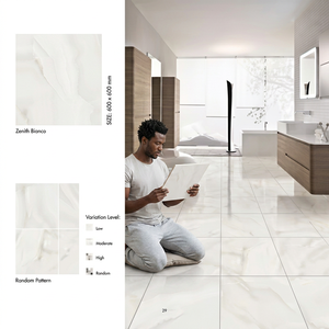 Diseño de Mármol Azul Bianco, Baldosas de Porcelana Nano Pulida de 600x600mm y 20mm, Colección de Pisos Brillantes GVT para Baño - Product Image 4