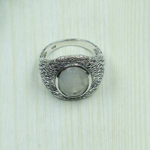 Natural Moonstone 925 Sterling Silver <b>Ring</b> Handmade Textured <b>Statement</b> <b>Ring</b> Oval Cabochon Gemstone Boho Jewelry Gift for Men Him - Product Image 6
