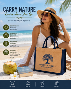 Custom Printed Premium Dual Tone Jute Bag with <b>Zip</b> Closure Eco Friendly Reusable Shopping <b>Tote</b> Bag 30x30x15cm - Product Image 3