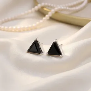 Pendientes Triangulares de Ónix Negro Natural de Lujo, Plata de Ley 925, Joyería Fina Geométrica, Fabricante Mayorista - Product Image 1