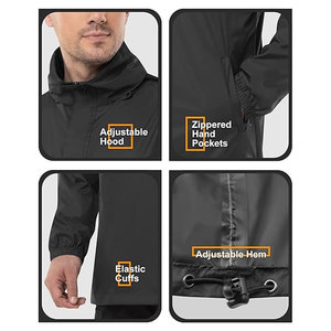 Mens Rain <b>Jacket</b> Waterproof <b>Lightweight</b> Packable Rain Pullover Windproof Hooded Outdoor Shell Coat for Hiking Golf <b>Running</b> - Product Image 5